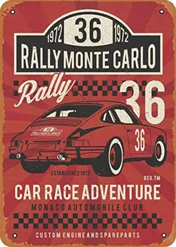 Look Vintage Sinal De Metal Do Motor Rali De Monte Carlo De 8