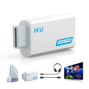 Full HD 1080P para Wii Conversor Adaptador Wii2HDMI de Áudio de 3,5 mm de Exibição do Monitor de Suporte NTSC 480i 576i PAL