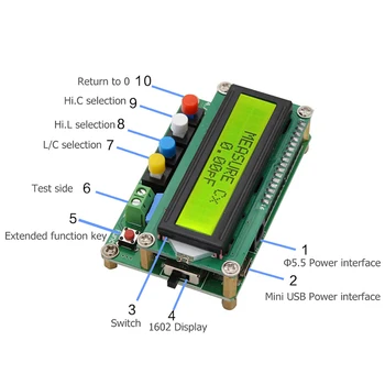 Novo Lc100 - LCD Digital de Alta Precisão Indutância Medidor de Capacitância do Capacitor Testador de Frequência de 1Pf-100Mf 1Uh-100H Lc100-+Te