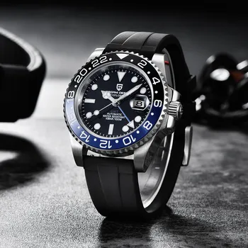 2020 PAGANI DESIGN de Luxo Homens Automático do Relógio de Pulseira de Borracha Impermeável Relógio Mecânico 40 mm Sapphire GMT Relógio Relógio Masculino