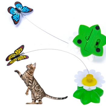 Elétricas Automáticas Rotativas Para O Brinquedo Do Gato Borboleta Colorida Ave Animais Forma De Plástico Engraçado Cão De Estimação Gatinho Treinamento Interativo Brinquedos