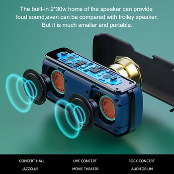 X8 60W bluetooth Portátil com alto-falantes com subwoofer sem fios IPX5 Impermeável TWS 15 H tempo de reprodução Assistente de Voz Extra bass Caixa