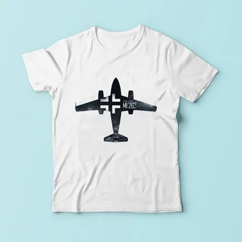 WW2 Messerschmitt Me-262 Schwalbe battleplan t-shirt dos homens de 2018 novo branco casual tshirt homme sublimação de impressão de t-shirt