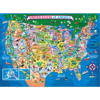 Mais de 200 Peças de Quebra-cabeça Mapa de Quebra-cabeça do Mapa dos EUA Quebra-cabeça para Crianças Brinquedo Educativo para as Crianças