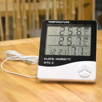 O Tempo de LCD de Trabalho Relógios de Mesa Digital Thermo Higrômetro termômetro Umidade Quarto Medidor de Temperatura da Estação Meteorológica do Relógio