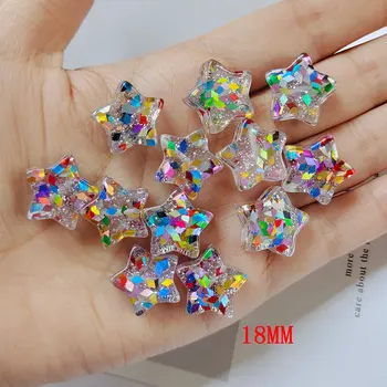 30pcs DIY plana da resina de brilho de estrelas em forma de grânulos de resina pérolas pingentes para crianças brinco de cabelo clip acessórios