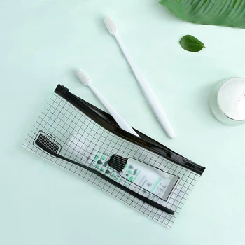 1Pc PVC Transparente viaja para o Lar de pasta de dente Escova de dentes Saco de Cosméticos Maquiagem Bolsa de Armazenamento Organizador Lápis Bolsa Necessaire Box Saco de Lavagem de