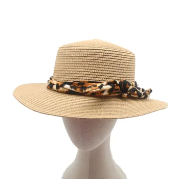 Panamá balde de chapéus sólido plano superior leopard banda chapéus de palha preto preto branco casual exterior homens mulheres formal de verão da igreja chapéus