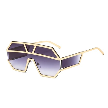 Moda de Luxo Polígono de grandes dimensões Óculos de sol Para Mulheres, Homens, Marca de Design Retro Clássico Siamese Grande UV400 Óculos de Sol De Sol Tons
