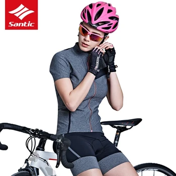Santic Mulheres Ciclismo Jersey Camisa De Manga Curta Moto, Bicicleta, Roupas Primavera Verão Respirável Ciclo De Vestir Camisa De Tecido De Alta Tecnologia