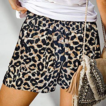 O verão das Mulheres Shorts 2021 Nova estampa de Leopardo Praia de Cintura Alta Tubo em linha Reta Shorts Senhoras Moda Casual, Além de Roupas Tamanho