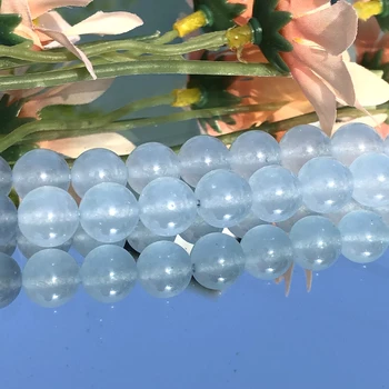 Natural de Pedra Lago de Calcedônia Azul Jades Esferas Soltas Espaçador Miçangas Para Fazer Jóias DIY Pulseira de 15