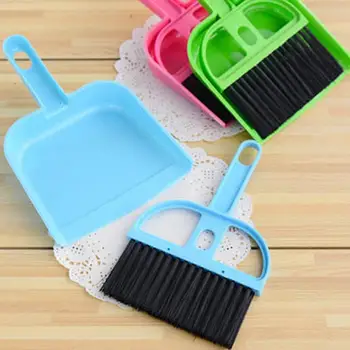 Mini Plástico Ambiente De Trabalho Vassoura Pá Teclado Escova De Limpeza