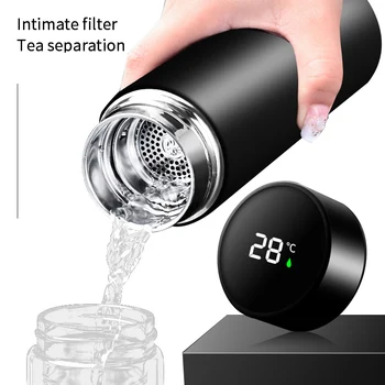 500ml Inteligente Garrafa de Água Inteligente Aço Inox garrafa Térmica LED indicador de Temperatura Garrafas de Vácuo Frascos de garrafas térmicas de Copa 24 horas