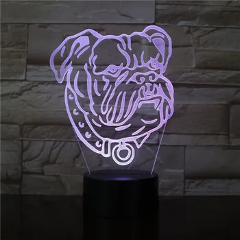 Fornecer diretamente 3D Lâmpada American bulldog melhor presente para as crianças alimentado por bateria ambiente decorativo da noite do diodo emissor de luz da lâmpada