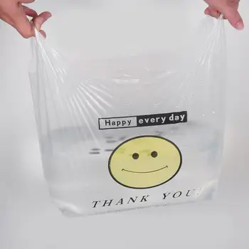 2021 50pcs/pack Grande e Branca comestível de polietileno Transparente de Plástico de Compras, Sacola de Realizar Sacos de Compras do Supermercado Plástico Eco Bags