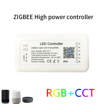 Tuya Zigbee 3.0 Smart LED, Controlador do RGB+CCT 6pin Faixa de Luz Controlador de DC12-24V Trabalhar Com Alexa Google Assistente