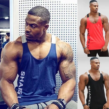 Moda Homens Da Parte Superior Do Tanque Sólido Ginásio Longarina Muscular Colete Top Musculação Fitness Camisolas Interiores Tees De Vestuário De Desporto