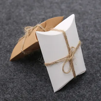 9cm*6,5 cm de Casamento Doces Caixa Kraft Cor Forma de Travesseiro Presente de Casamento caixa de Festa Artesanato Aniversário Produtos