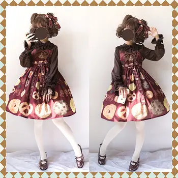 Japonesas Kawaii Cookies JSK Lolita Vestido de Menina Jsk lolita bowknot cintura alta renascimento gótico vestido de festa de chá doce lolita jsk