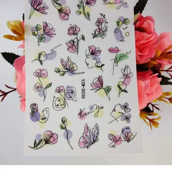 3D Prego a Arte de Geometria Menina de Linha de Flores Rosa Unhas Decoraciones folha de Adesivos para Manicure Designer de Barras Accesorios