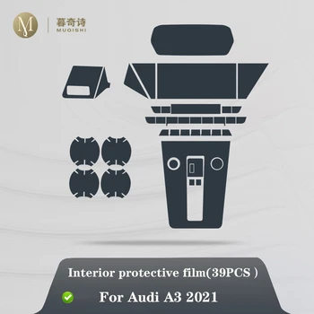 Para Audi A3 8Y 2021Car Interior console Central TPU Transparente película Protetora Anti-risco Reparação filme Accessorie Montar LHD RHD