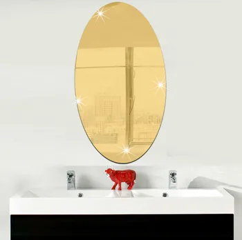 Espelho De Parede Adesivo Oval Auto-Adesivo De Decoração De Quarto Vara Na Arte De Decoração Para A Casa De Parede Modernos Adesivos De Decoração Espelho Adesivo