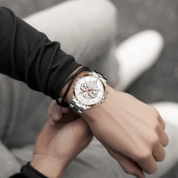 Carsikie Marca de Luxo relógio de Pulso Relógio para Homens Relógio de Quartzo de Esportes Impermeável empresa de Aço Inoxidável Relógios Relógio Masculino