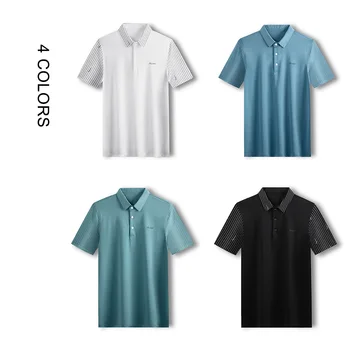 COODRONY Marca de Alta Qualidade Verão Chegada Nova Moda Contraste Costura de Manga Curta Polo-Shirt Homens de Roupa Lyocell Superior C5267S