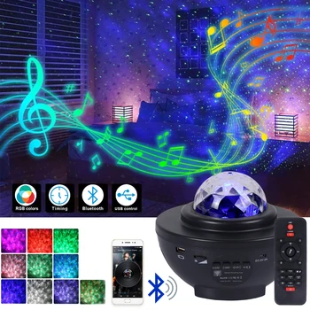 Colorido Céu Estrelado Galaxy Projetor de Luz do Filho USB Bluetooth, Leitor de Música Estrela da Noite Romântico à Luz de Lâmpada de Projeção de Presente