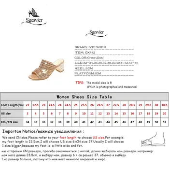 Sgesvier tamanho Grande 33-46 Praça de salto alto sapatos de mulheres sandálias de verão rhinestone sapatos elegantes de moda de sapatos de senhoras OX442