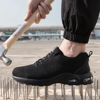 Calçados de segurança de Homens de Aço do Dedo do pé Indestrutível Sapatos Anti-punctura Trabalho Tênis Respirável de Segurança, Botas de Trabalho Masculina Zapatos De Hombre