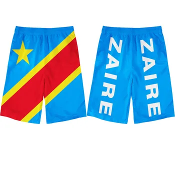 ZAIRE shorts diy livre feito-nome e número zar calções de praia bandeira de nação za país de congo francês de texto, impressão de fotos de roupas