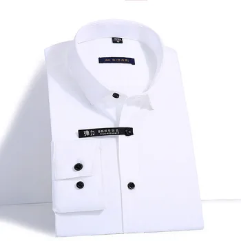 Os homens da Fibra de Bambu Vestido Camisas de Marca Slim Fit Manga Longa Camisa Branca Homens de Negócios Casual Camisa Social Masculina Camisa Masculina