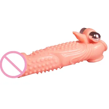 Triplo Vibrador Pontilhada preservativo extender Coelho Manga,o Homem Reutilizáveis cock Ring bainha bola clítoris massagem Atraso brinquedo do Sexo para vibrador