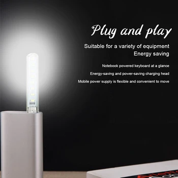 USB Luz LED de Plástico 3/8 Esferas Branco/Morno de Luz Portátil Noite Mini Inserir Luz Computador Portátil Lâmpada de Leitura