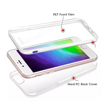 360 de Corpo Inteiro de Caso Para o iPhone da Apple 12 11 Pro Max 8 7 6 Plus X XR XS SE de 2020 Dupla face de Silicone de PC+TPU Transparente Coque Caso