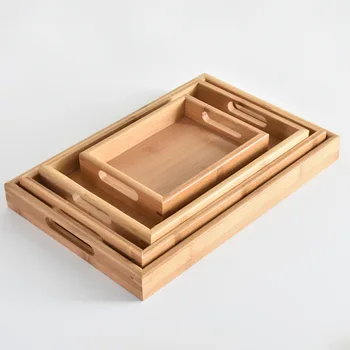 Retangular em bambu bandeja de chá de pão bandeja bandeja de madeira pizza bife placa de madeira hotel de estilo Japonês placa