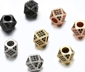 0.7*0,7 cm Cubo espaçador micro pave cz cristal de zircão cúbico zirconia esferas de metal, pulseira de DIY tomada de prata banhado a ouro ryfh3