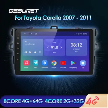 OSSURET 2Din Android som do Carro Multimídia para Toyota Corolla E140 E150 2007 2008 2009 2010 2011 USB, Leitor de 4G de Rádio em seu GPS Carplay