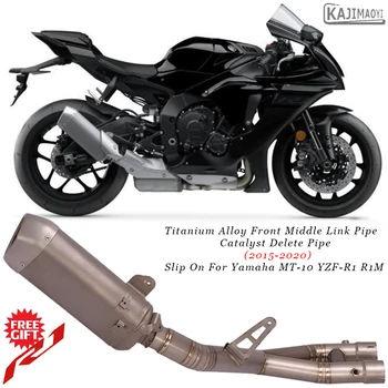 De Exaustão da motocicleta Modificado liga de Titânio Liga de Ligação do Meio Tubo Catalisador Excluir Tubo de Deslizamento Para a Yamaha MT-10 YZF-R1 R1M - 2020