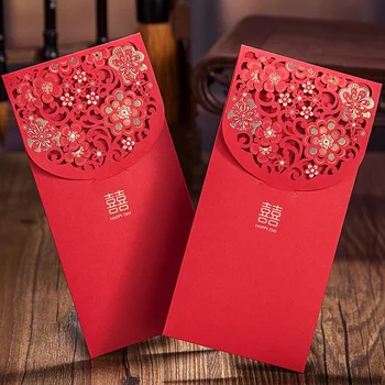 10PCS Chinês Envelopes Vermelhos Sorte, Dinheiro Envelopes de Casamento Vermelho de Pacotes para o Ano Novo Casamento (7X3.4)