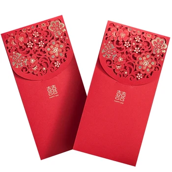 10PCS Chinês Envelopes Vermelhos Sorte, Dinheiro Envelopes de Casamento Vermelho de Pacotes para o Ano Novo Casamento (7X3.4)