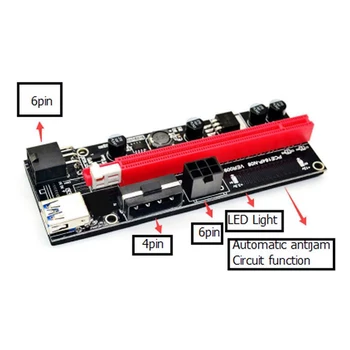 6pcs mais Recentes VER009 USB 3.0 PCI-E Riser VER 009S Express 1X 4x 8x 16x Extender Riser Placa de Adaptador SATA de 15 pinos para 6 pinos Cabo de Alimentação