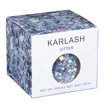 KARLASH NOVOS Holográficos, Glitter Flocos de Prata Laser Brilho da Arte do Prego Pó Aurora Cintilante de Lantejoulas para Unhas, Cabelo, Corpo Decorações