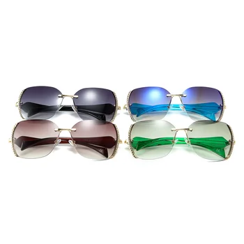 Moda de pedra de Strass de Óculos de sol das Mulheres os Homens Tons de Óculos de Sol de Luxo, Óculos sem aro Feminino Marca 2019 Espelho UV400