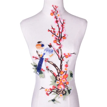 1Pc Applique Bordado de Flor de Aves Motivo de Costurar em Patches para o Vestuário Patches adesivos para roupas de Costura