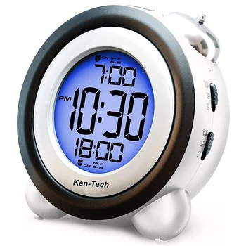 Relógio Despertador Digital de Tempo de Exibição de Data de dois sinos Muito Alto para o Pesado Travessas de Dupla Alarme, luz de fundo Azul para Adolescentes