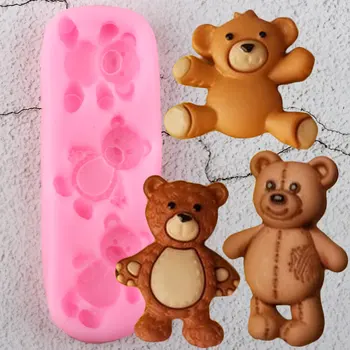 3D Urso Bonito Molde de Silicone Chocolate Resina de Barro Sabão Moldes DIY de Aniversário do Bebê Cupcake Topper Fondant de Decoração do Bolo de Ferramentas