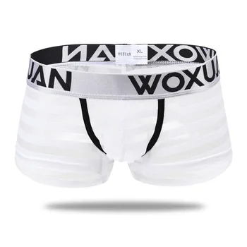 2021 dos Homens Novos do Projeto Listrado Pugilistas de Malha de Nylon Cueca Transparente Respirável Sexy Boxer Shorts Masculino Seca Rápido Cuecas